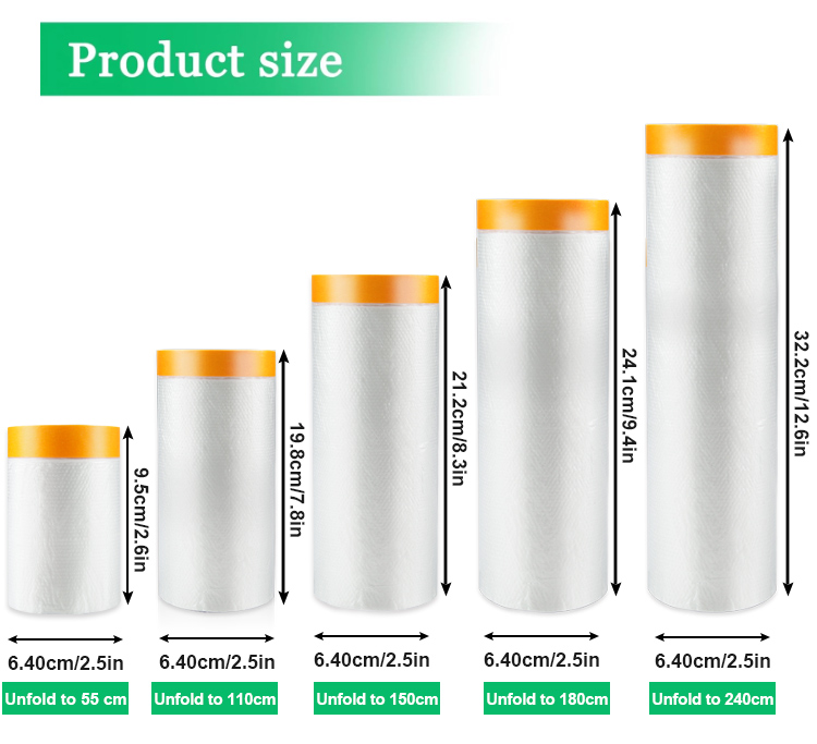 Customized Logo Pre Taped Masking Film Transparent Automotive Masking Film For Painting