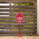 Metal Santa Stop Here Signs Multiple Metal Outdoor Christmas Decor