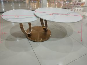 Quality Gold Plated 80cm 55cm Stainless Steel Marble Coffee Table wholesale
