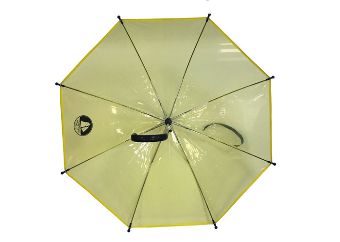 Compact Child'S Clear Umbrella Yellow POE Materails Plastic Hook Handle