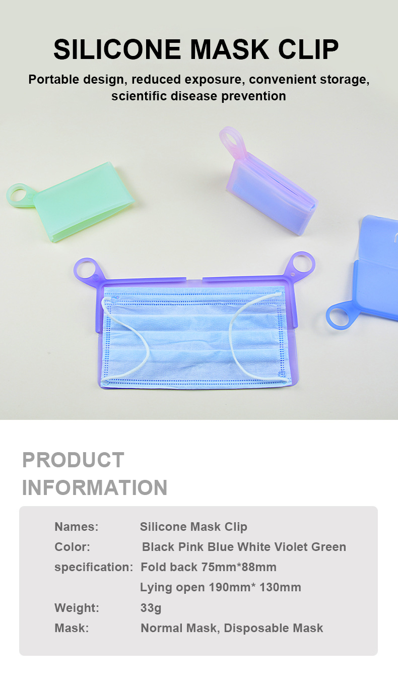 Eco Friendly 33G Dust Proof Silicone Keeper Mask Bag Clip