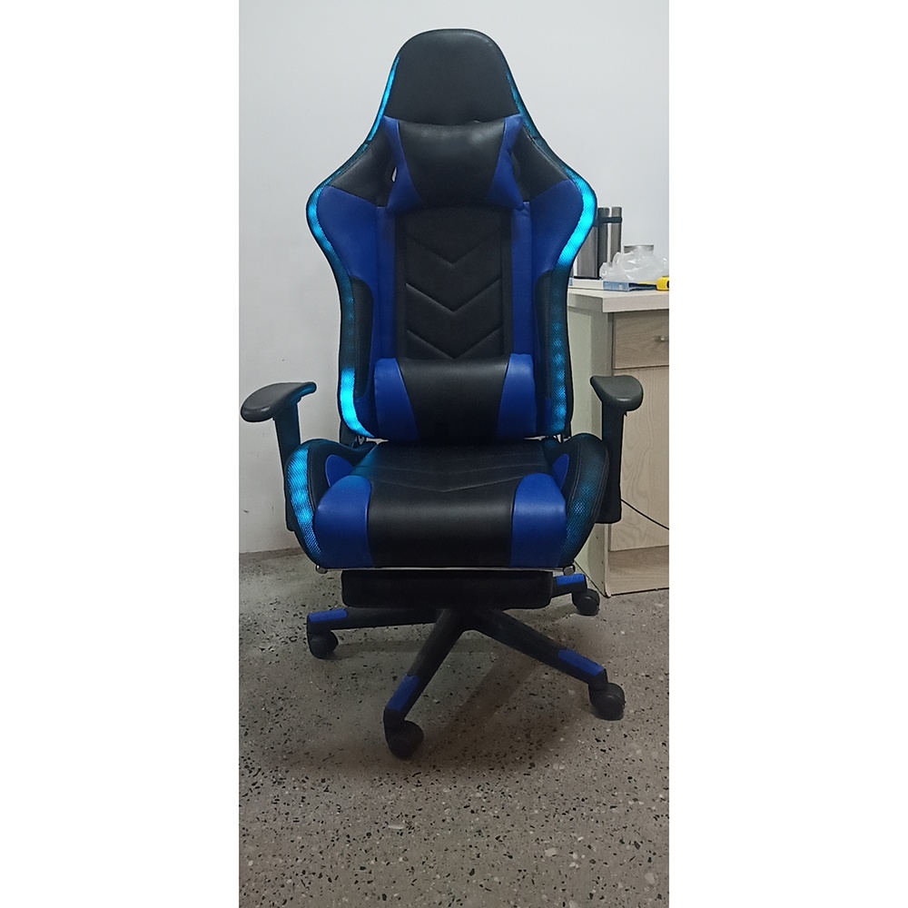 Seat Height 54cm Adjustable Armrest Racing LED Light RGB Gaming Chair with Custom Logo