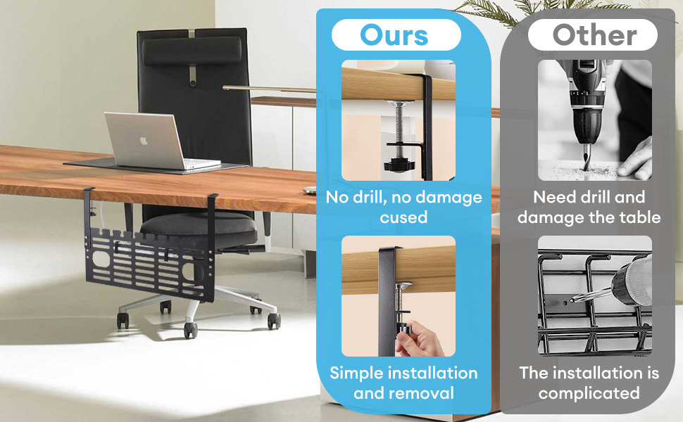Non-folding Cable Management Under Desk Keep Your Cables Hidden and Organized