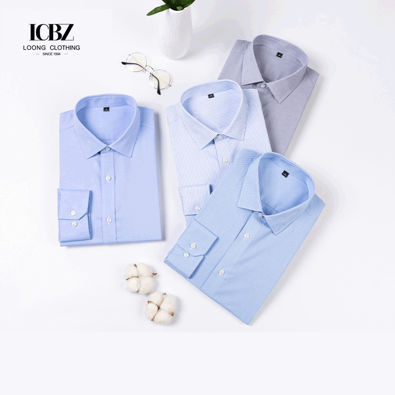Custom Non-Iron PD Men's Casual Cotton Ice Silk Spanish Style Long Sleeve Shirt Dress