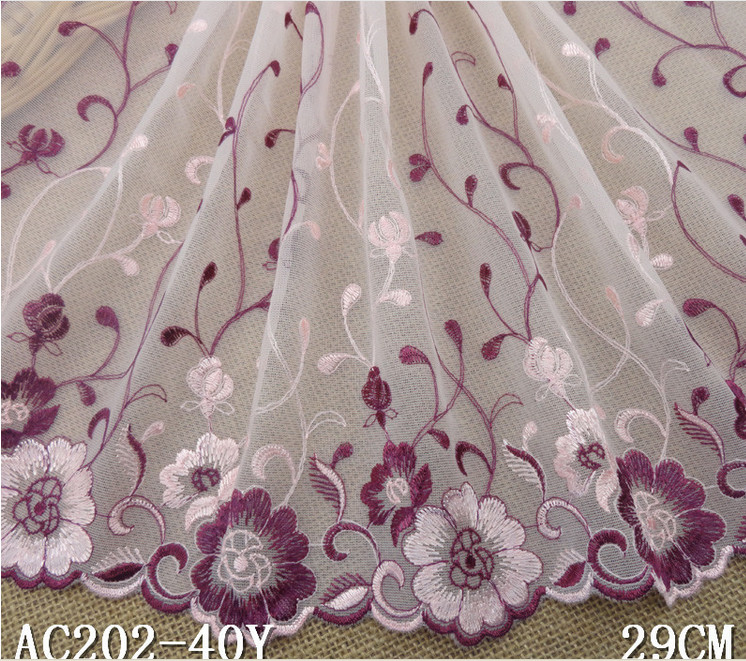 New Fashion Embroidery Lace Trimming with Pink Color/Red Color