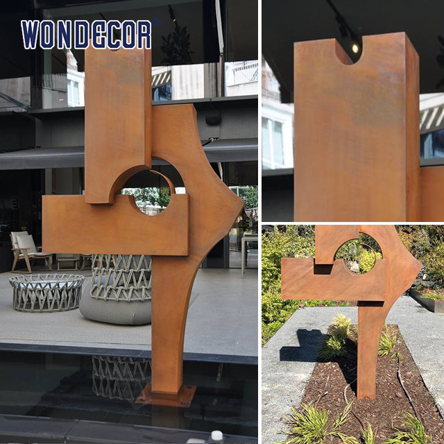 Modern outdoor garden large geometric weather resistant steel sculpture