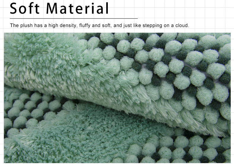 Soft Water Absorbent Microfiber Shag Rug Machine Washable Microfiber Shower Mat