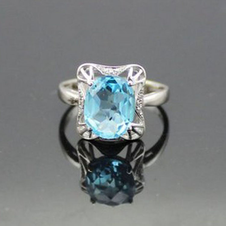 925 Sterling Silver Oval Purple Cubic Zircon Ring (F08)