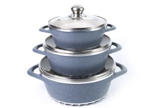 Quality Ceramic Coating 3 Sets 16cm Granite Non Stick Cookware wholesale