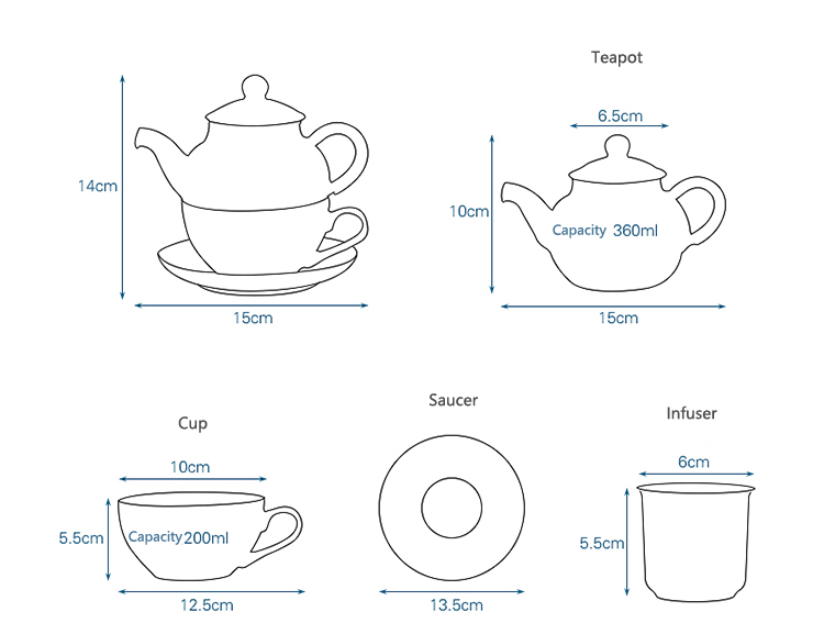 Convenient One Person Porcelain Tea Infuser Mug With Glass And Stackable Teapot