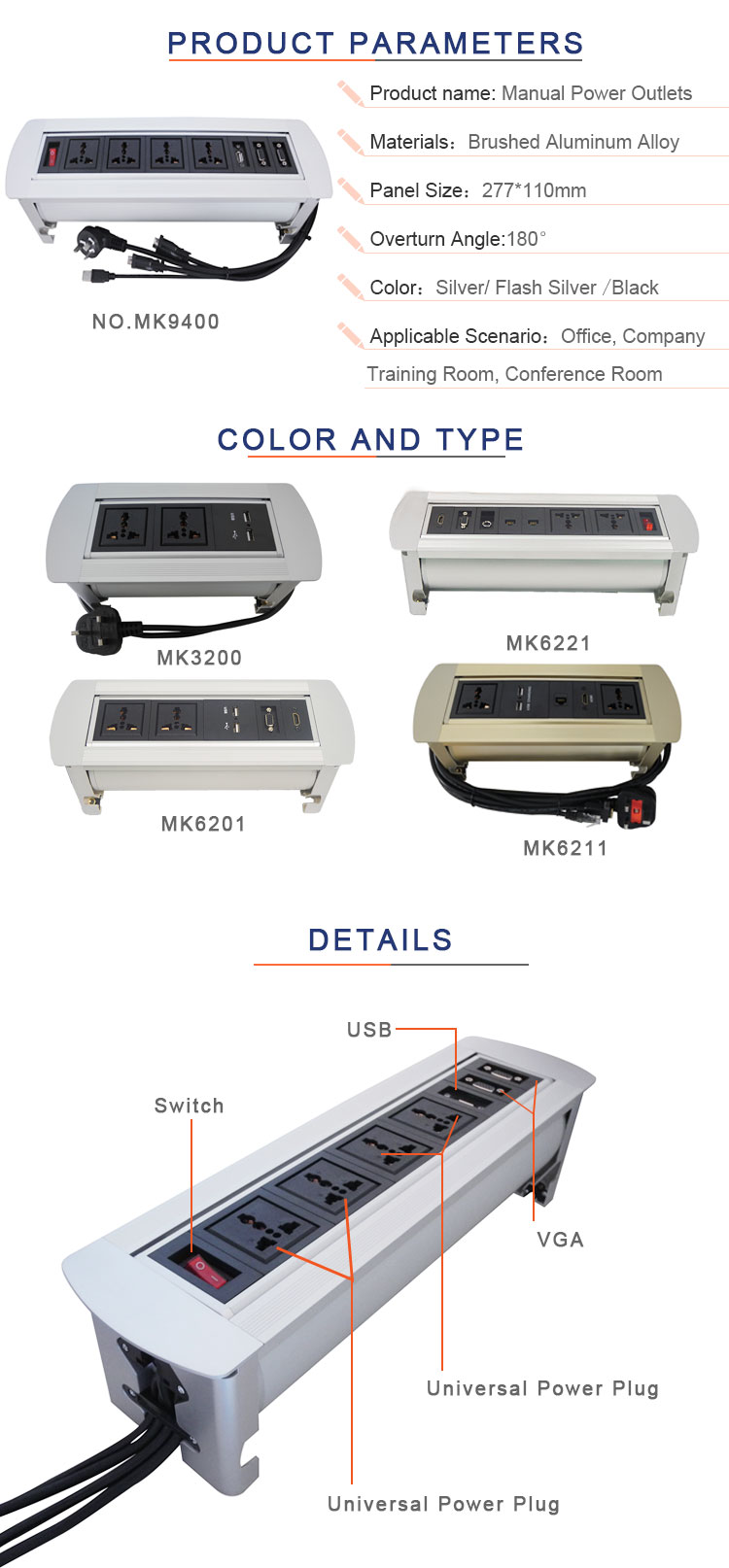 Boente with four universal power used in conference room table AV solution automatic desk hidden rotatable outlet