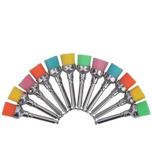 Quality OEM Dental Cleaning Prophy Brush Cup Shape Soft Colorful Nylon Latch Style Handle wholesale