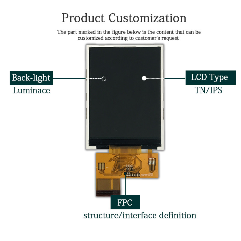 2.8" Tft ISO9001 Lcd Display Module 6 O' Clock With HX8347I Driver Ic