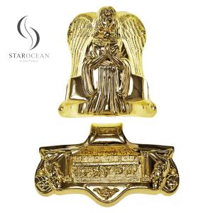 Quality Angel Shape Coffin Corner Last Supper Lug Design Coffin Accessories Gold Plated 19# wholesale