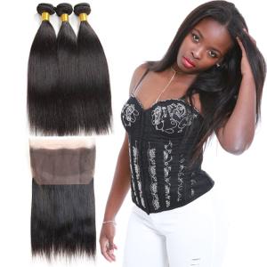 Quality Straight Genuine 360 Lace Frontal Closure With Bundles Customized Length wholesale
