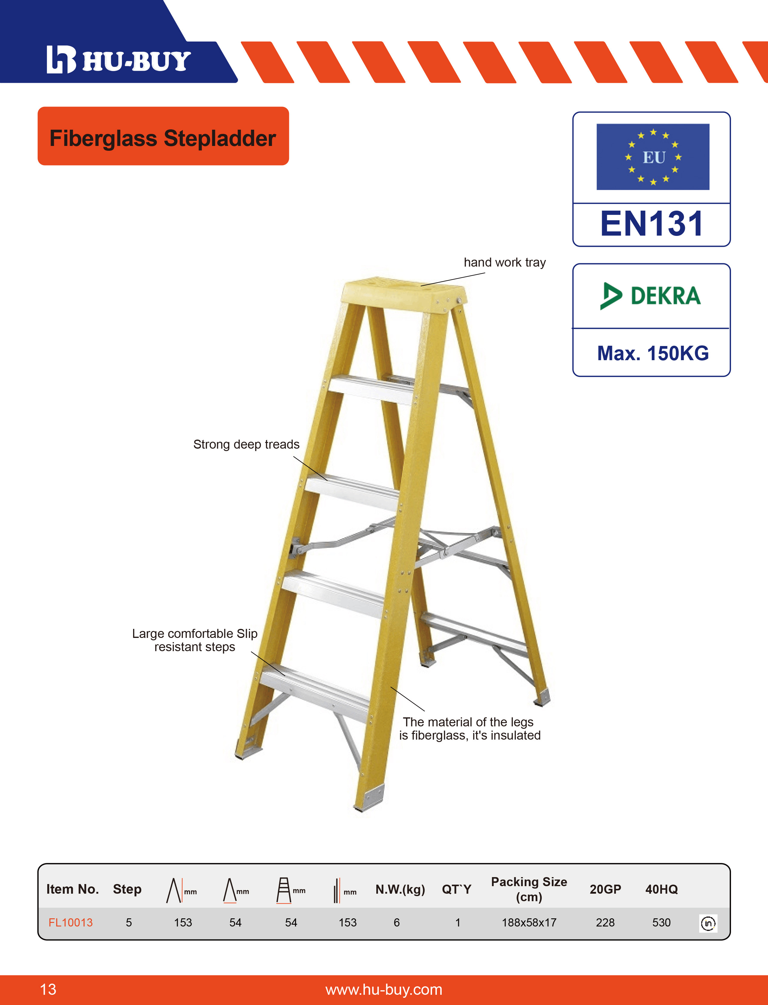 Household Fiberglass Step Ladder 2x5 Steps With Hand Work Tray