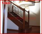 Solid Wood Staircase VK63S Tread American Oak ,Railing tempered glass, Handrail