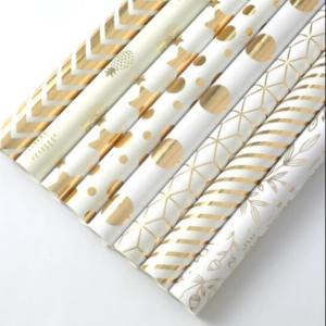 Quality Eco Friendly Tissue Wrapping Paper Bronzing Pattern 80gsm Art Paper wholesale