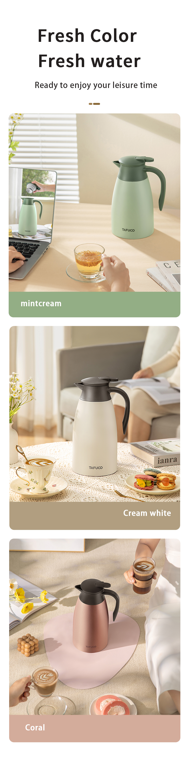 Customized 2L Stainless Steel Insulated Vacuum Flask Portable Water Bottle Pot