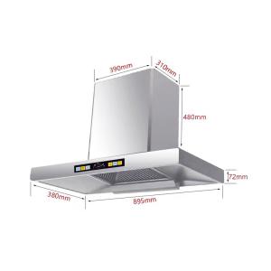 Quality Integrated Cooker Curved Glass Cooker Hood 90cm Copper Motor wholesale