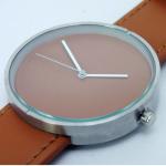 Fashion design and color watch Stainless steel case with geniune leather strap