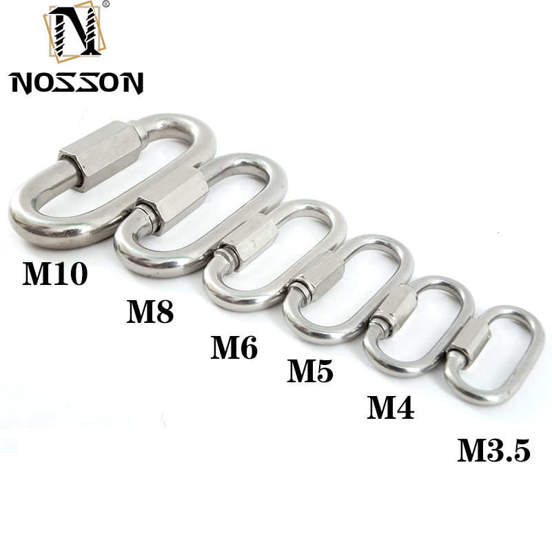 3/8 Inch Quick Link Carabiners Highly Polished Stainless Steel Oval Locking Carabiners Heavy Duty Chain Link Connector