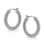 925 Sterling Silver Bridal Pave White CZ Hoop Earrings for Fashion-forward