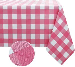 Quality Party Pink Gingham Birthday Rectangle Desk Disposable Table Cloths Covers wholesale