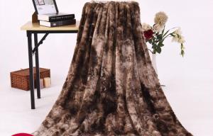Quality Brushed Pv Velvet Fake Fur Blanket For Children / Adults Allergy Free Brown Color wholesale
