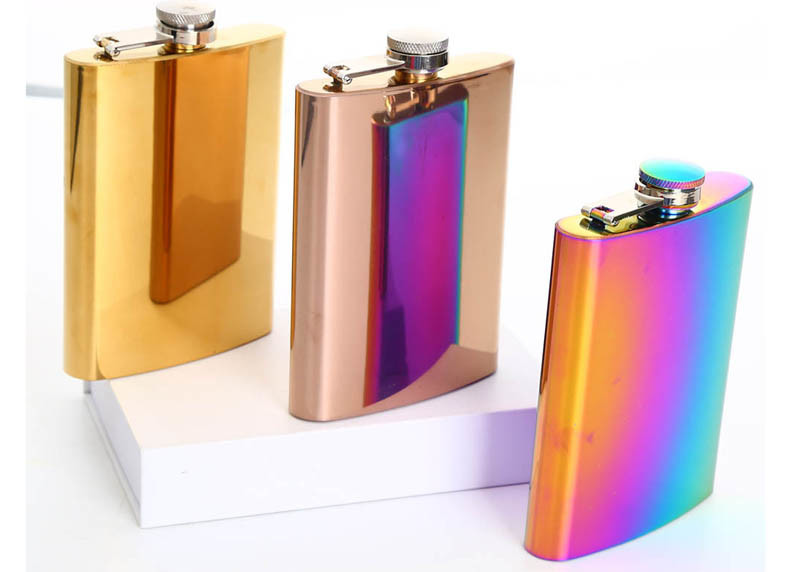 Colorful Kitchen Household Items 8oz Small Whiskey Flask Electroplated Seven Color