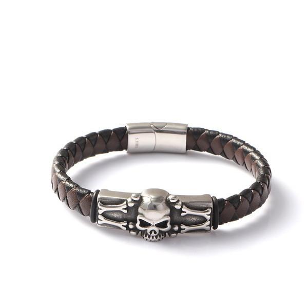 Skeleton Skull Brown Black Leather Creative Personality Stainless Steel Casting