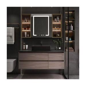 Quality Customized Color Bathroom Vanities Modern LED Mirror Cabinet and Sink Collection wholesale