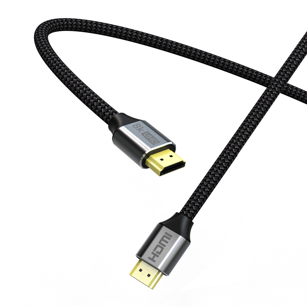Braided 60Hz 48Gbps 30AWG 8K HDMI Cable 6ft Black Color