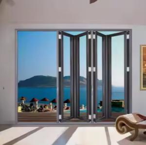Quality Typhoon Resistance Aluminum Folding Door Customized Tempered Glass Folding Door wholesale