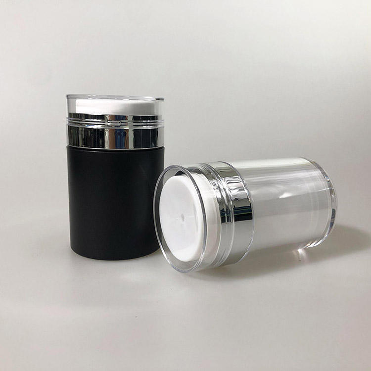 Silver Black PP Durable Skincare Jar / Caps 15ml 30ml 50ml