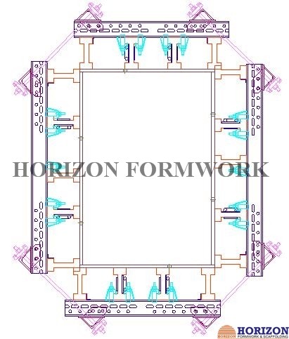Rectangular Wall Formwork Combined with Wooden Girder H20 and Steel Walings