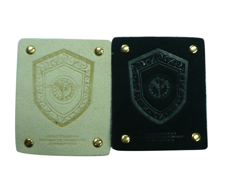 Embossed Leather Patches With Customized Size and Logo For Jeans / Clothing