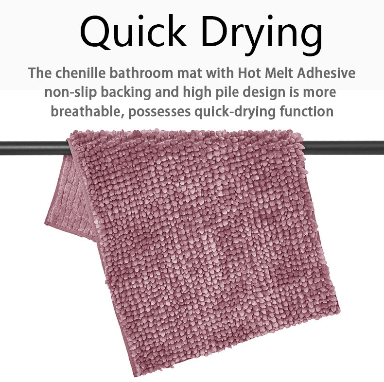 OEKO-TEX Thick 17x24 Soft Fluffy Quick Drying Chenille Bath Rug