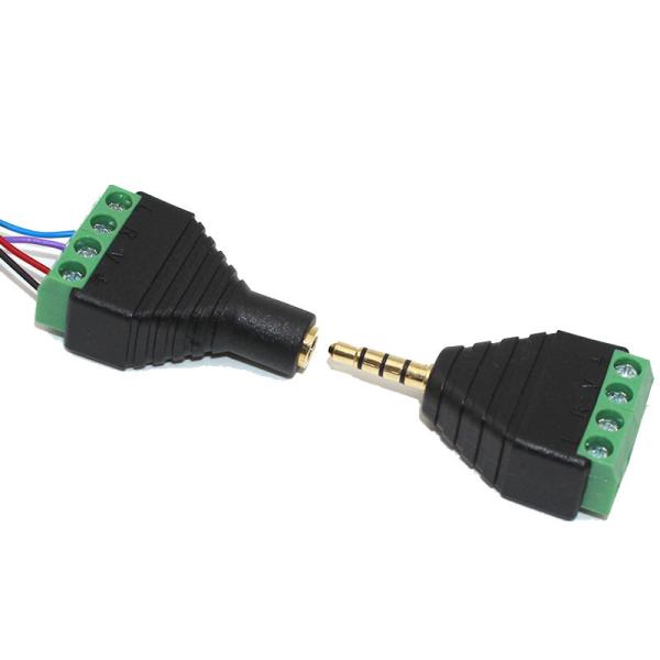 3.5mm 3-Pole Stereo Headphone Audio Male Jack Female Plug to Screw Terminal