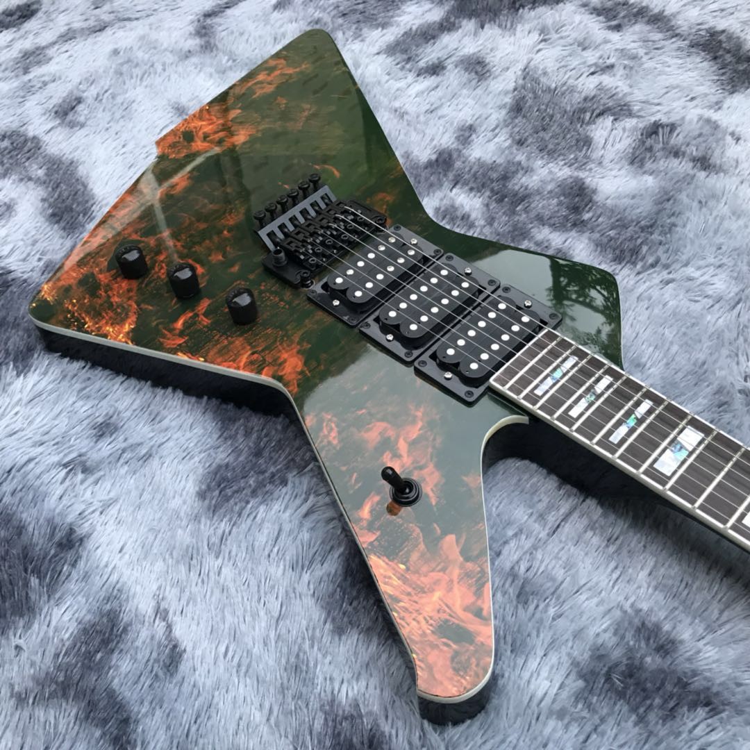 Custom Water Transfer Flamed Pattern Cover Electric Guitar for Iban