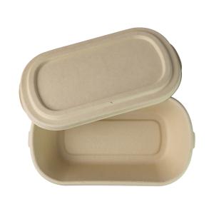 Quality 800ml Rectangular Disposable Packaging Containers , Bamboo Fibre Paper Pulp Box wholesale