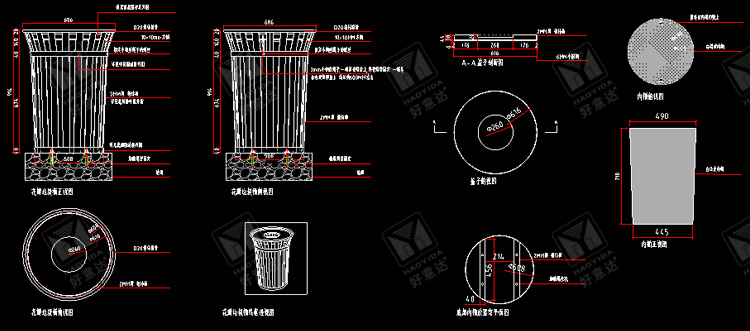 Public Park Steel 1100mm Length Multi Compartment Trash Can