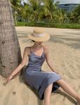 Satin Sling Strap Women's Beachwear Dresses 125cm Sleeveless