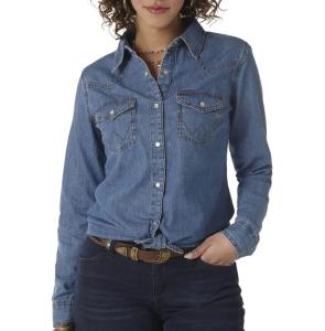 Quality Fashion Women′s Denim Shirt Long Sleeve Button with Pocket Shirt wholesale