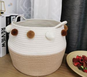 Quality OEM Home Center Decoration Easter Woven Big Blue Cotton Rope Baby Storage Organizer Empty Toys Gifts Clothes Laundry Bas wholesale