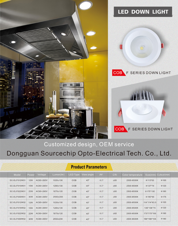 Square 15W dimmable LED downlight factory direct