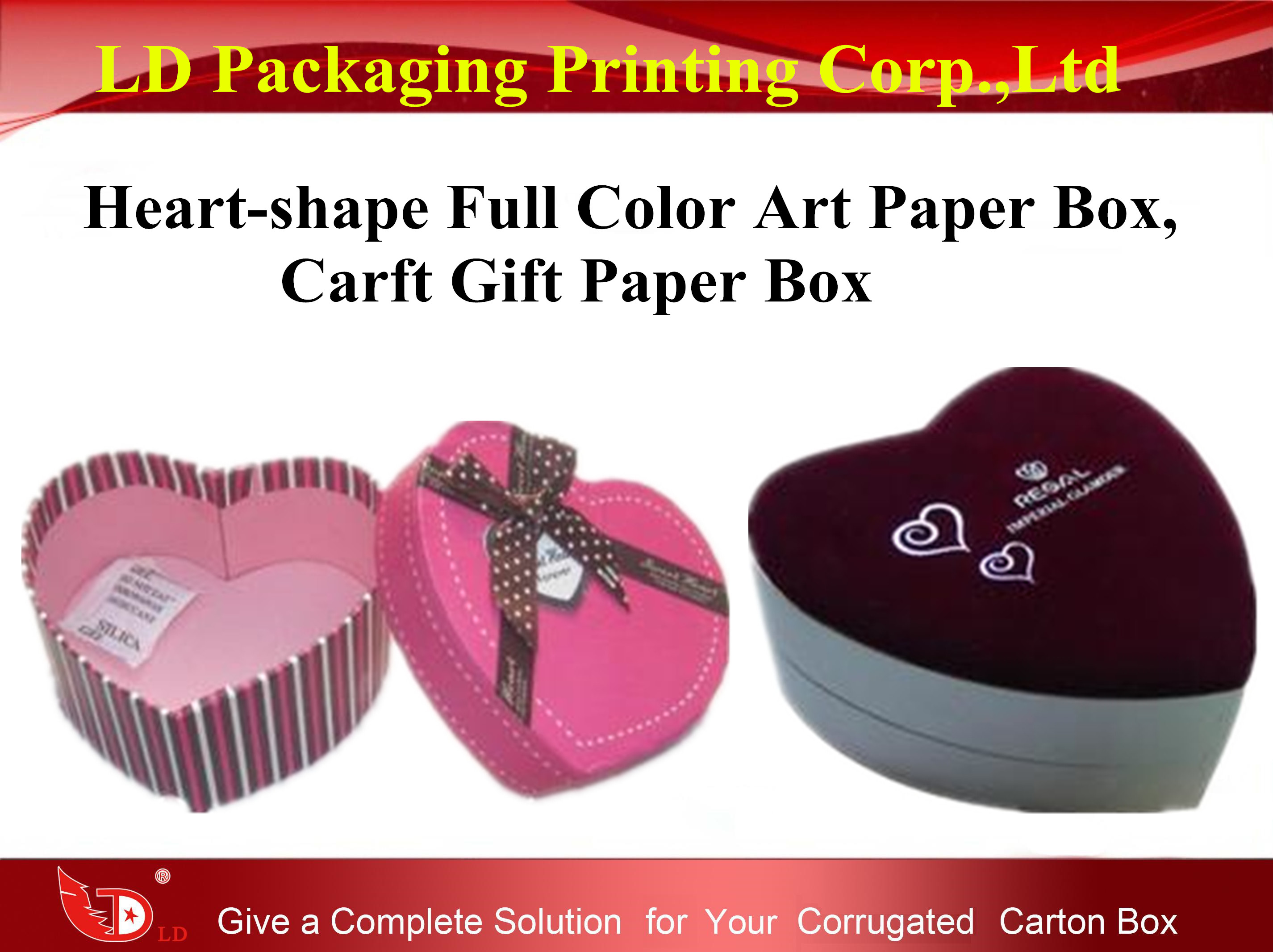 Heart-shape Full Color Art Paper Box,Craft Gift Paper Box