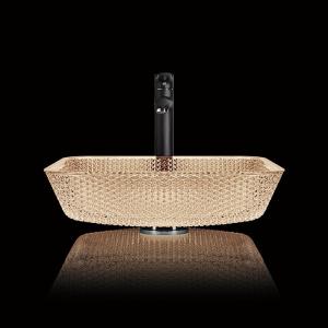 Quality 105mm Height Modern Hand Wash Sink Lacquered Light Tea Color Square Counter Top Basins wholesale