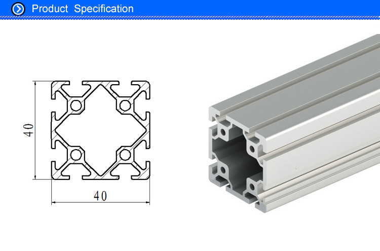 40 X 40 MM Extruded Aluminum Rails with T - Slots , Custom Industrial Aluminium Shapes