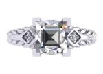 Moissanite Diamond Gemstone Promise Rings 14K Gold Princess Cut